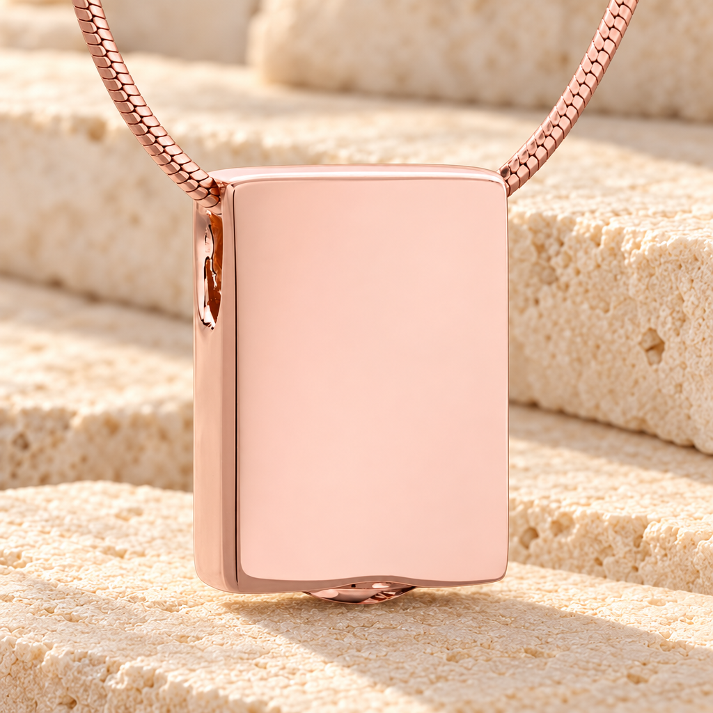 Rose Gold Simple Rectangle Cremation Jewelry — main — evr6455rg