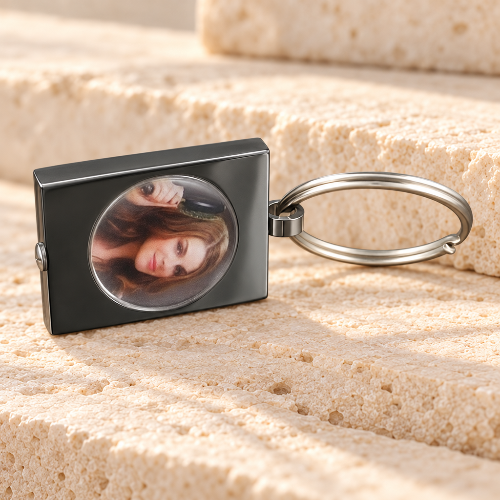 Silver Square Round Keychain Remembrance Jewelry — main — evr956ss