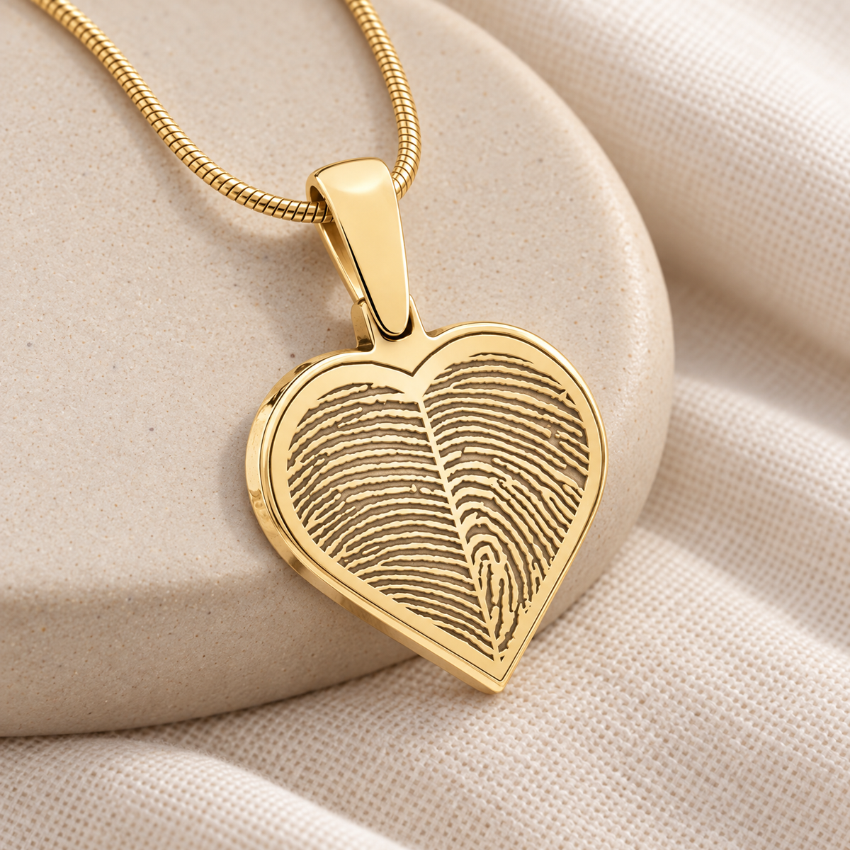 Solid 14k Gold Two Fingerprint Heart Fingerprint Necklace — alternate view — evr4726kg