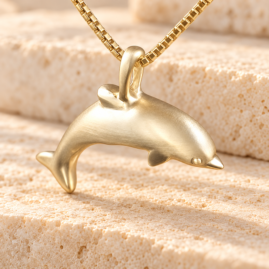 14K Gold Dolphin Memorial Locket — main — evr130kg