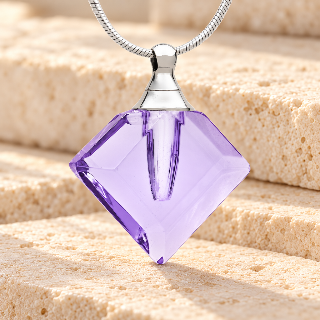 Glass Locket Violet Joy Necklace Urn — main — evr2032v