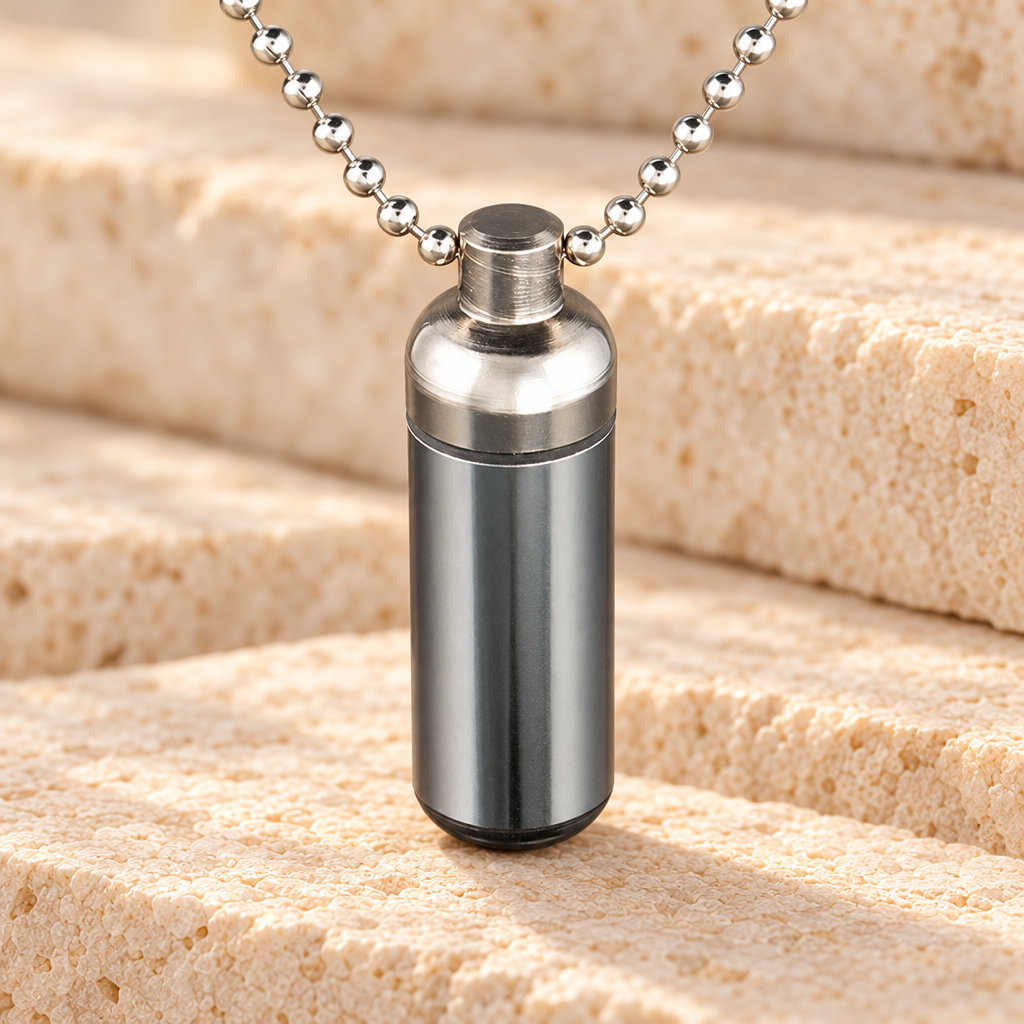 Aluminum Cremation Chamber Necklace Funeral Jewelry — main — evr203ss