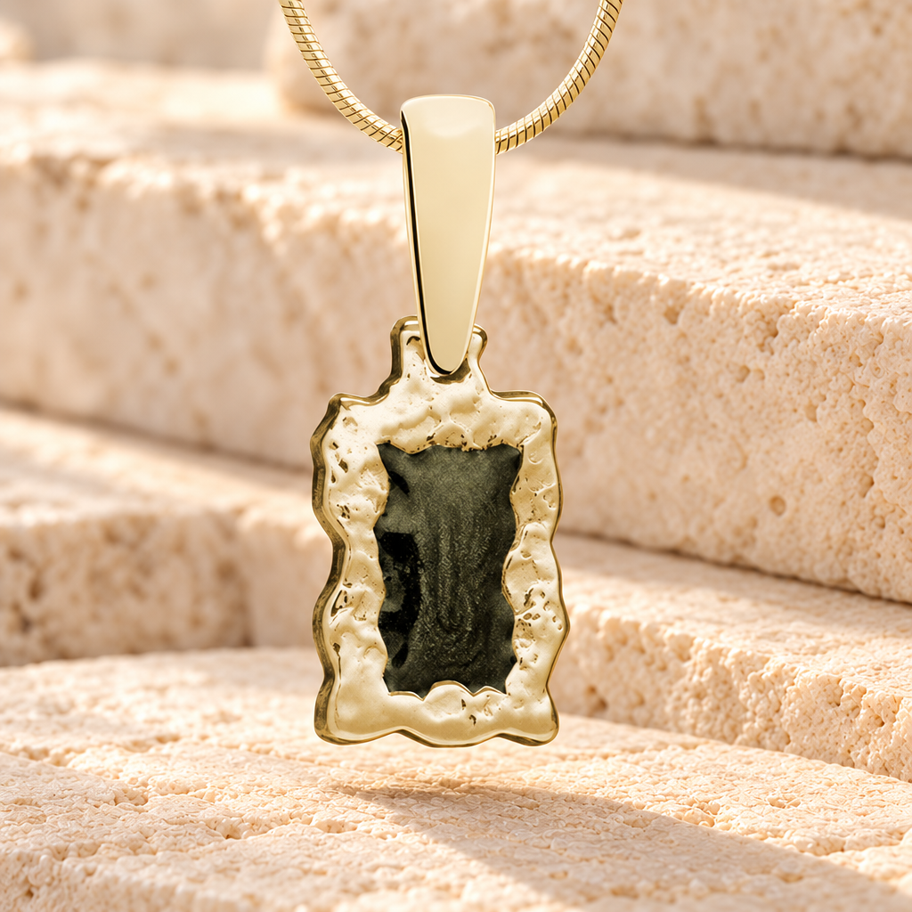 Solid 14K Gold Sagey Oak Ash Resin Jewelry — main product image
