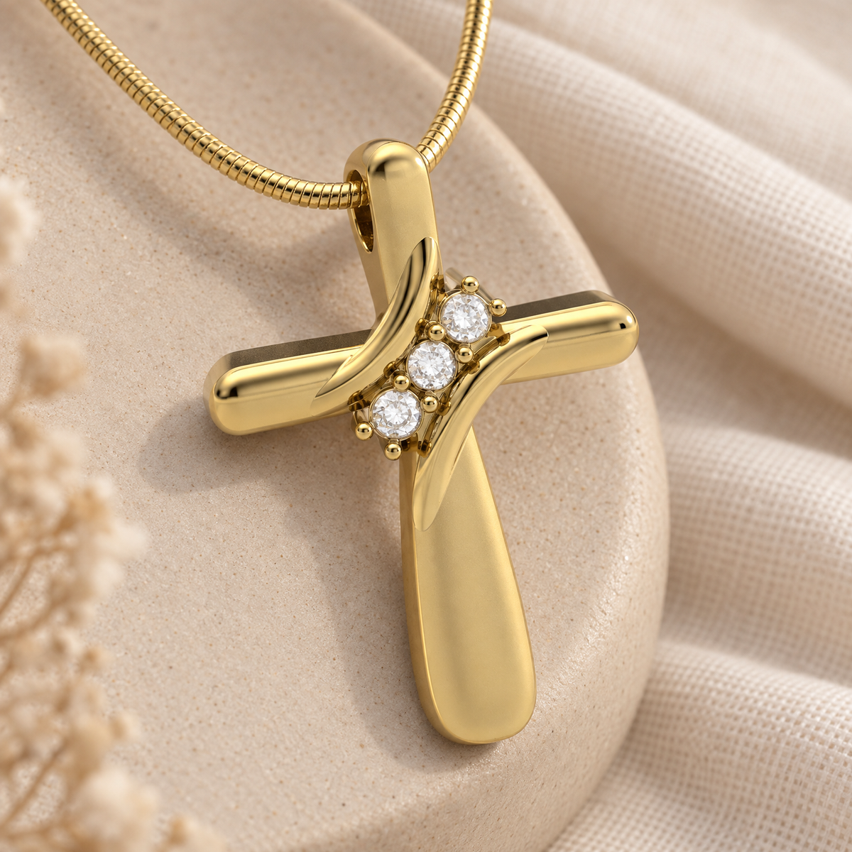 Forever Sealed Gold Plated Stylish Cross Memorial Jewelry — alternate view — evr6626gfs