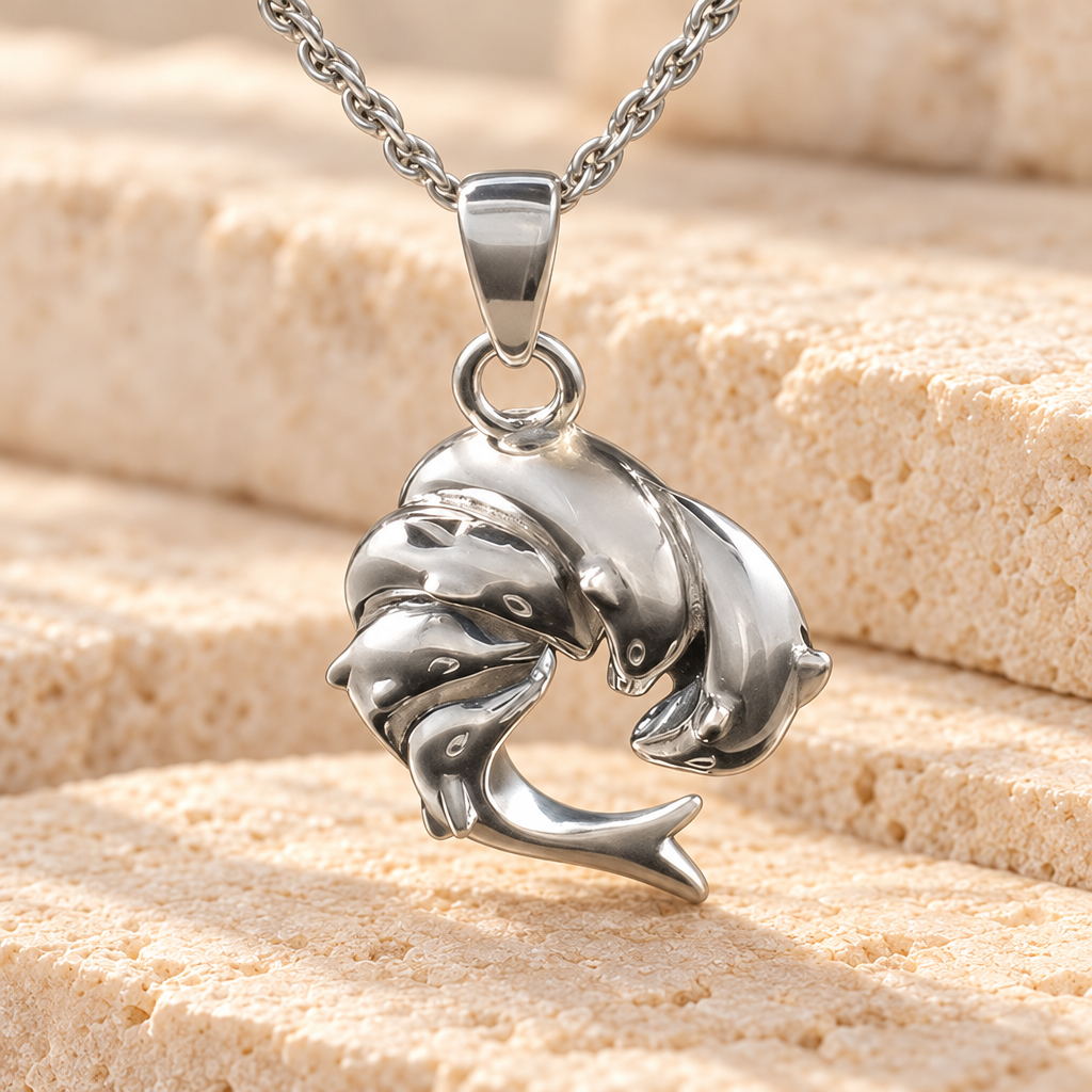 Silver Dolphins Cremation Memorial Locket — main — evr182ss