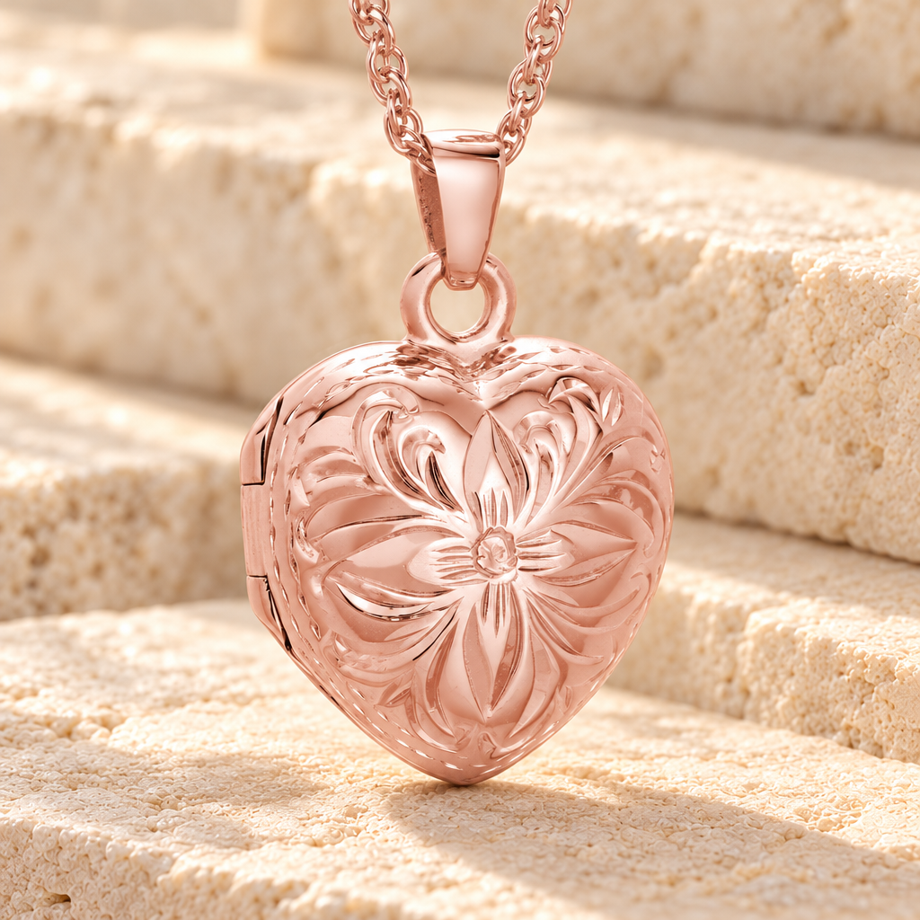 14K Rose Gold Daisy Heart Memorial Jewelry Urn — main product image