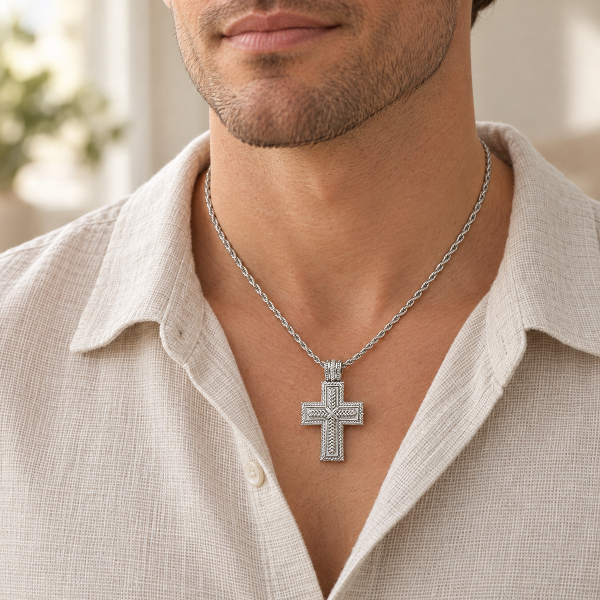 Sterling Silver Double Cross Forever Sealed Memorial Jewelry — lifestyle — evr20072ssfs