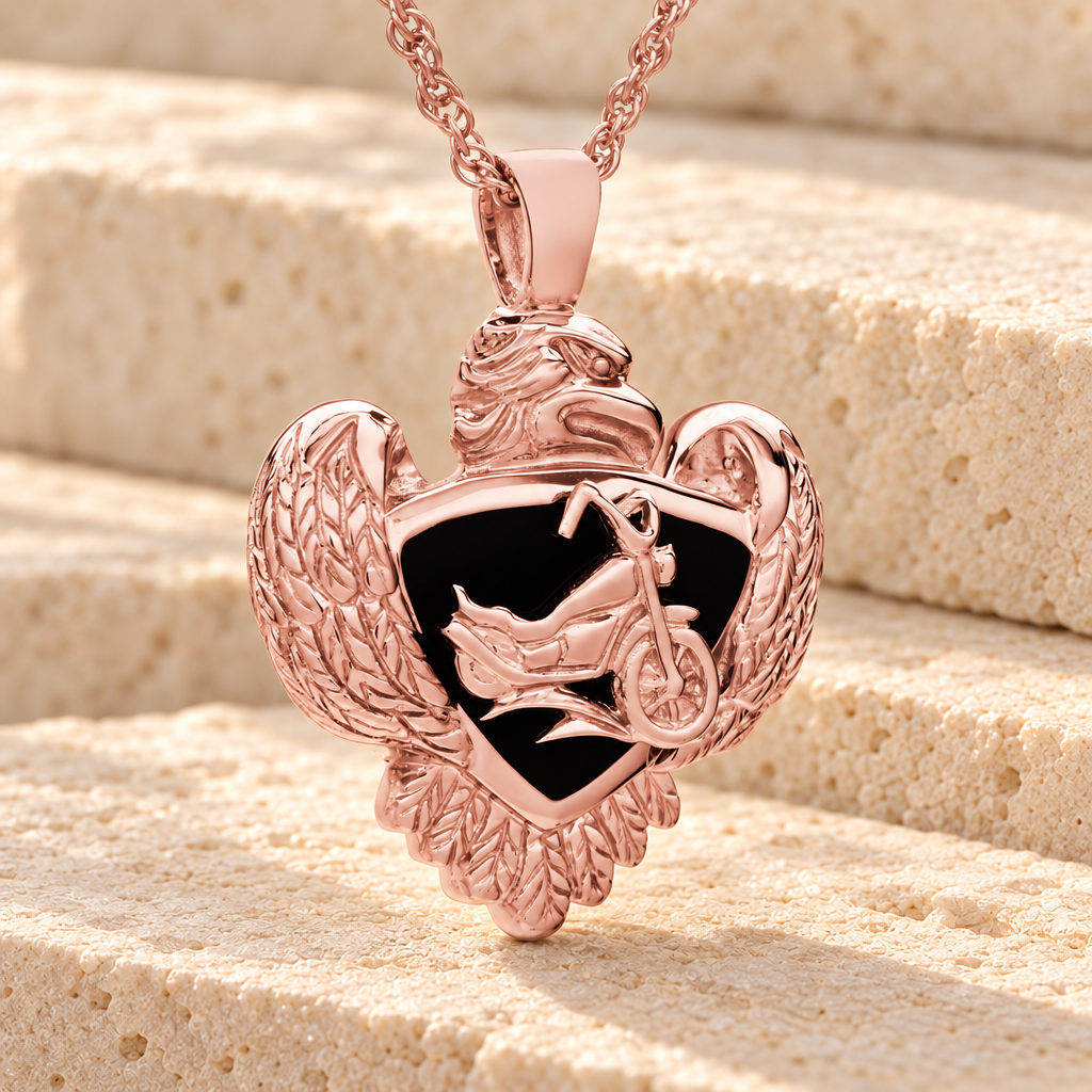 14K Rose Gold Night Rider Funeral Jewelry — main product image