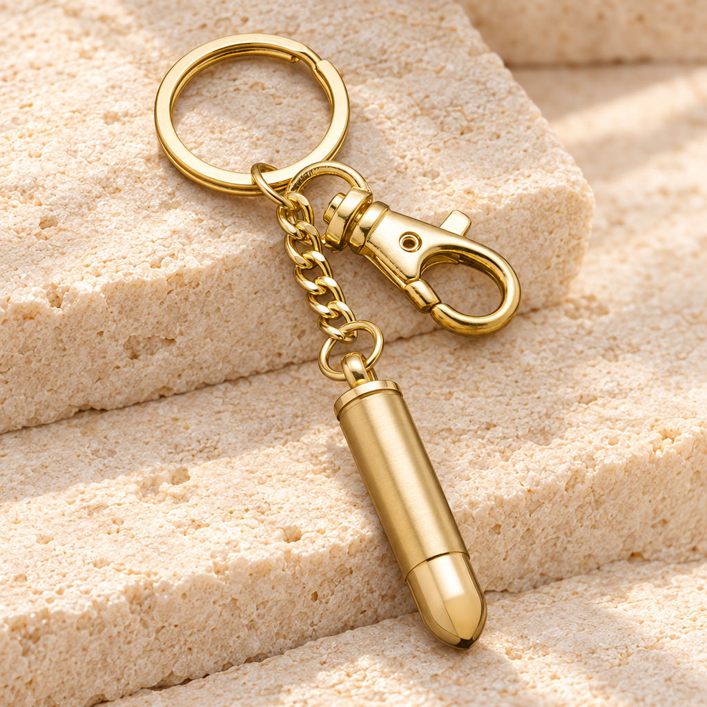 Gold Plated 357 Magnum Bullet Keychain Urn Keepsake — main — evr772gv