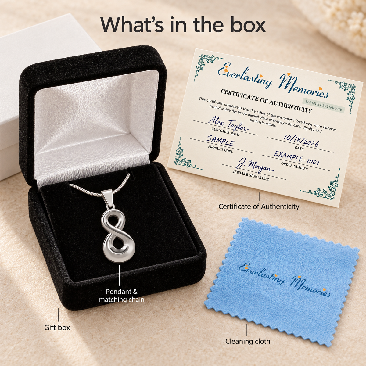 Solid 14K White Gold Giving Forever Sealed Cremation Jewelry — whats in box — evr6450wgfs