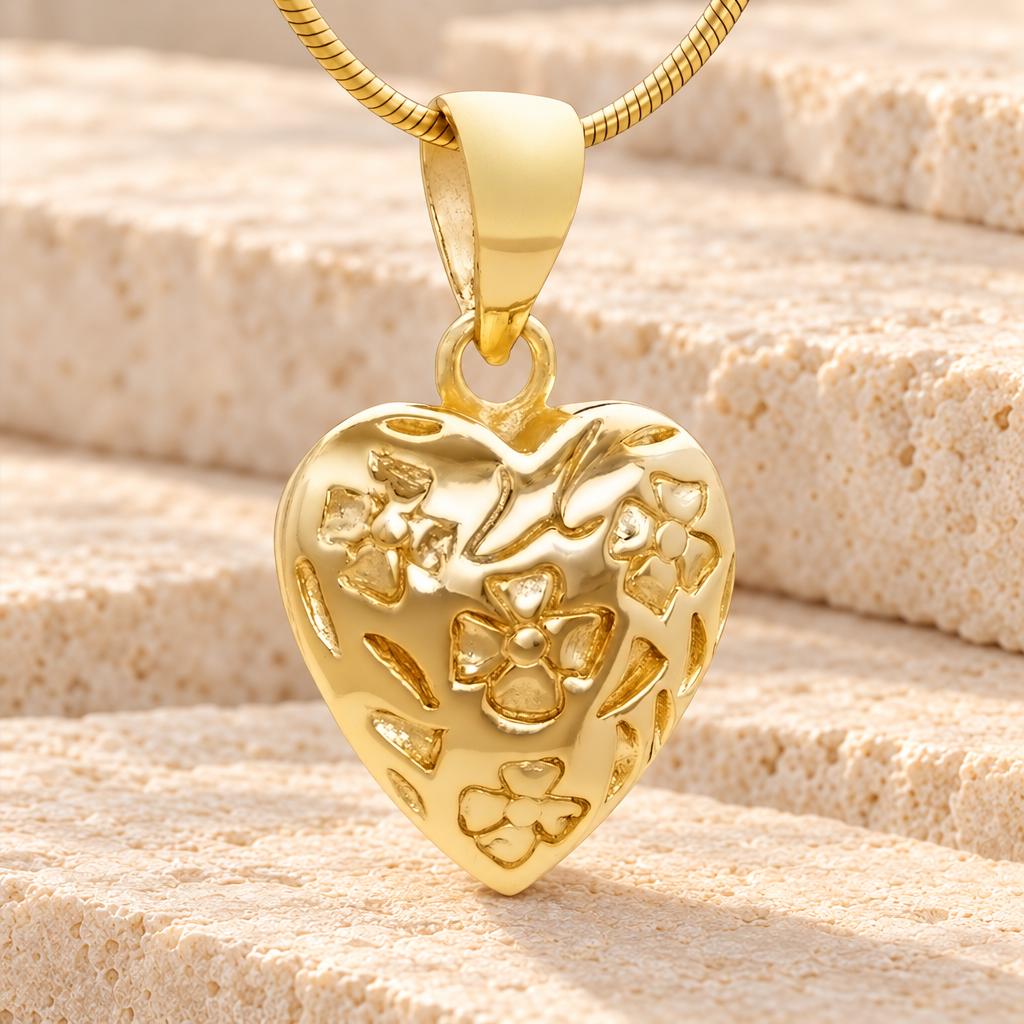 Gold Plated Gratitude Heart Cremation Jewelry — main — evr6474g