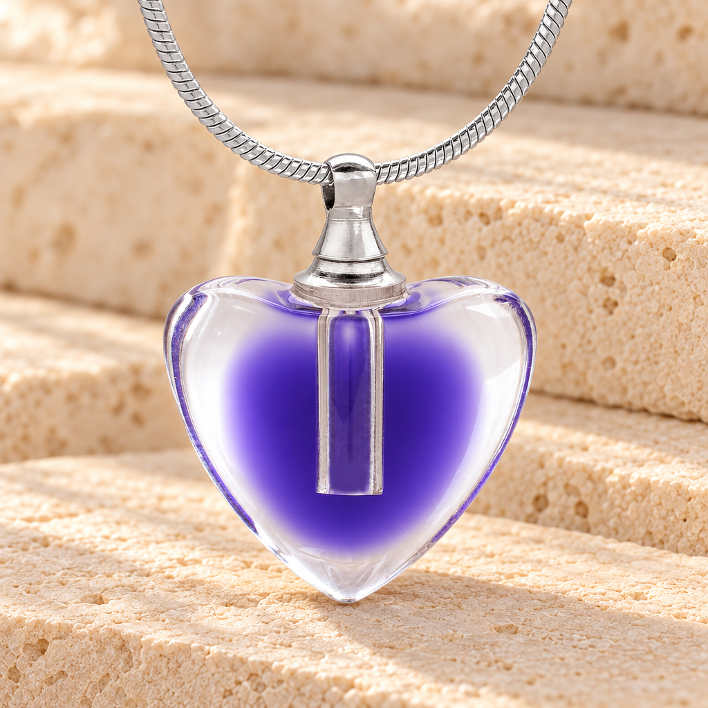 Glass Locket Violet All My Heart Cremation Jewelry — main product image