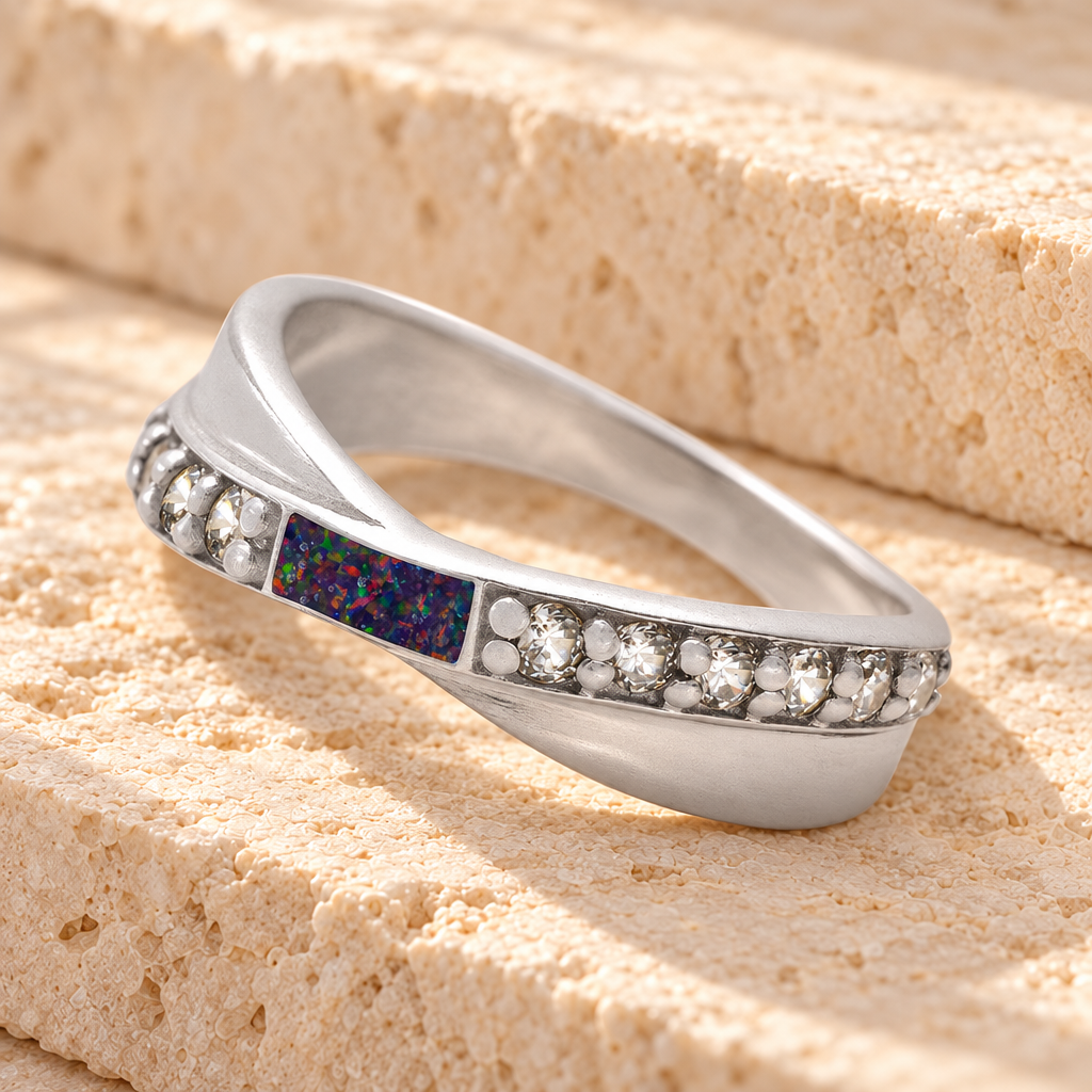 Women's Sterling Silver Claiborne Ash Ring with Black Flame Opal — main product image