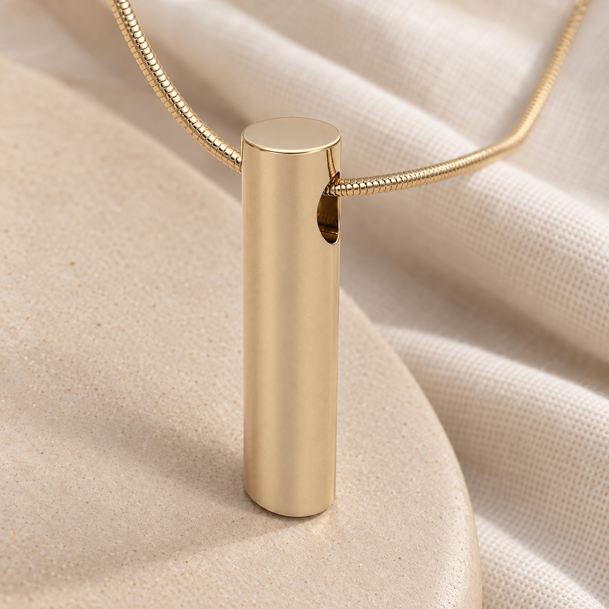Gold Plated Simple Cylinder Forever Sealed Memorial Jewelry — alternate view — evr20078gfs