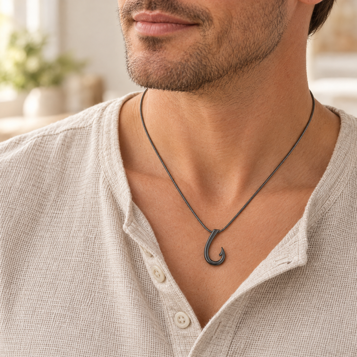 Black Plated Fishing Hook Forever Sealed Memorial Jewelry — lifestyle — evr20043bfs