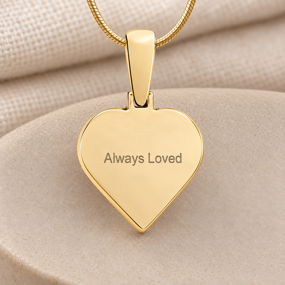 Solid 14k Gold Signature Heart Fingerprint Necklace — rear engraving — evr4728kghand