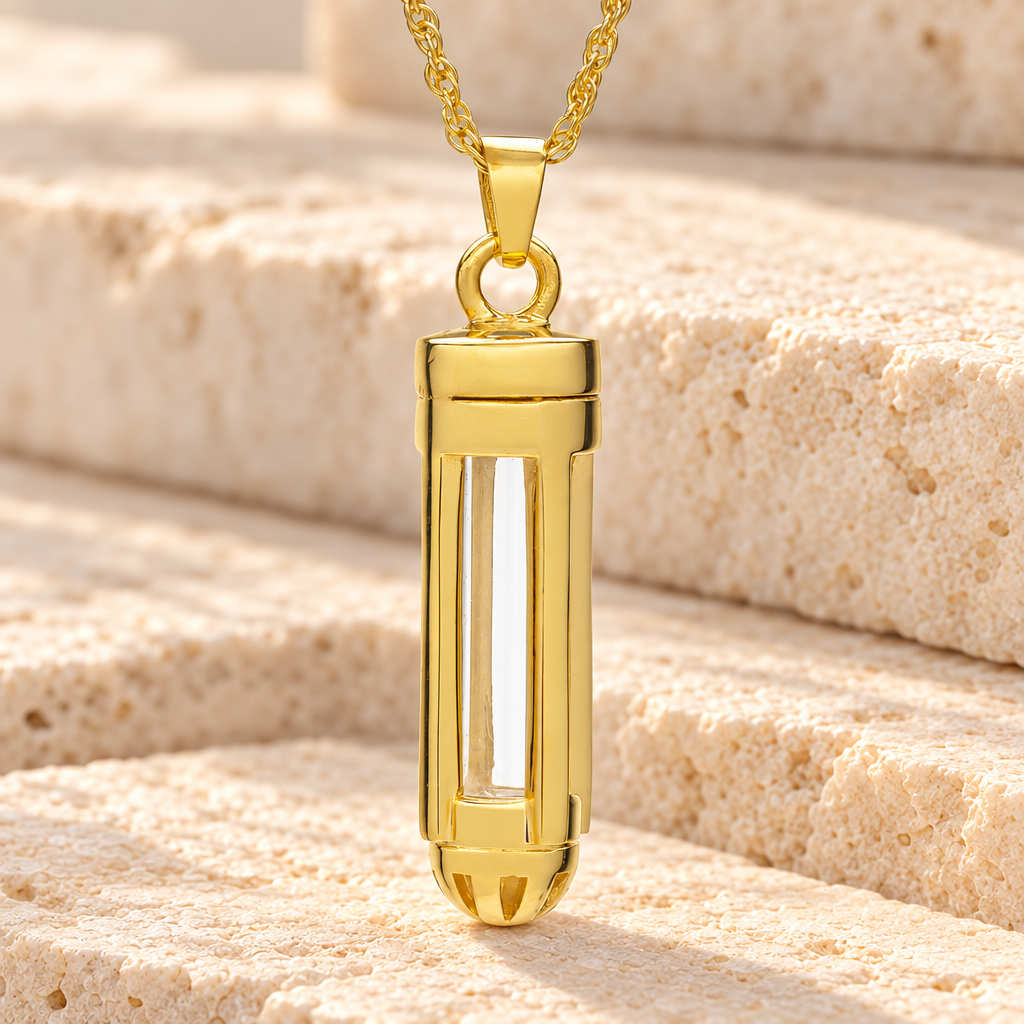 14k Gold Dashing Cylinder Memorial Pendant — main — evr6313kg