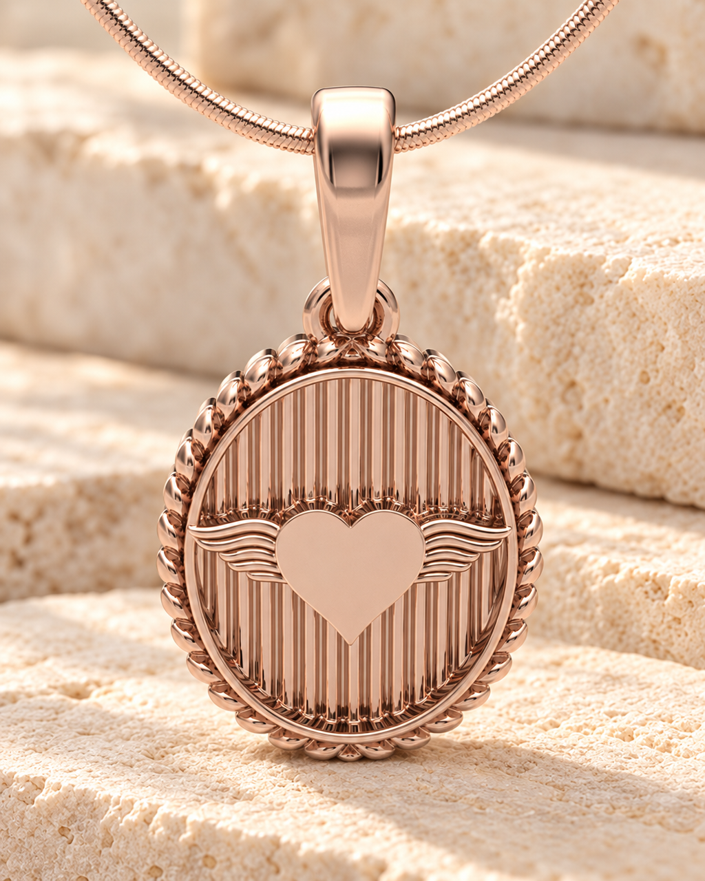 Rose Gold Plated At Heart Oval Forever Sealed Memorial Jewelry — main — evr20009rgfs