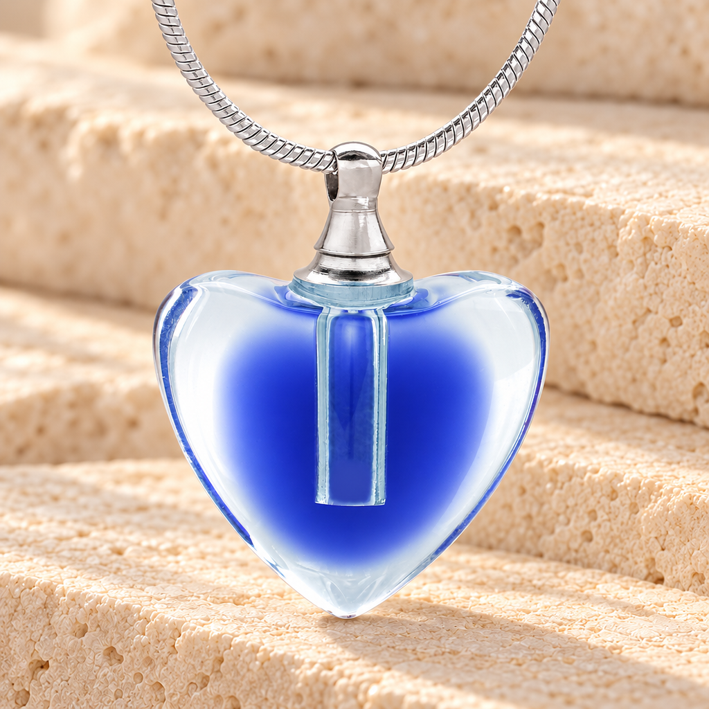 Glass Locket Blue All My Heart Cremation Jewelry — main product image