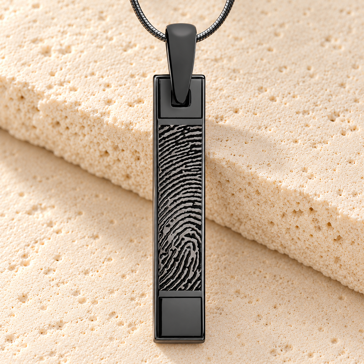 Barred Black Plated Fingerprint Necklace — main — evr4732bl