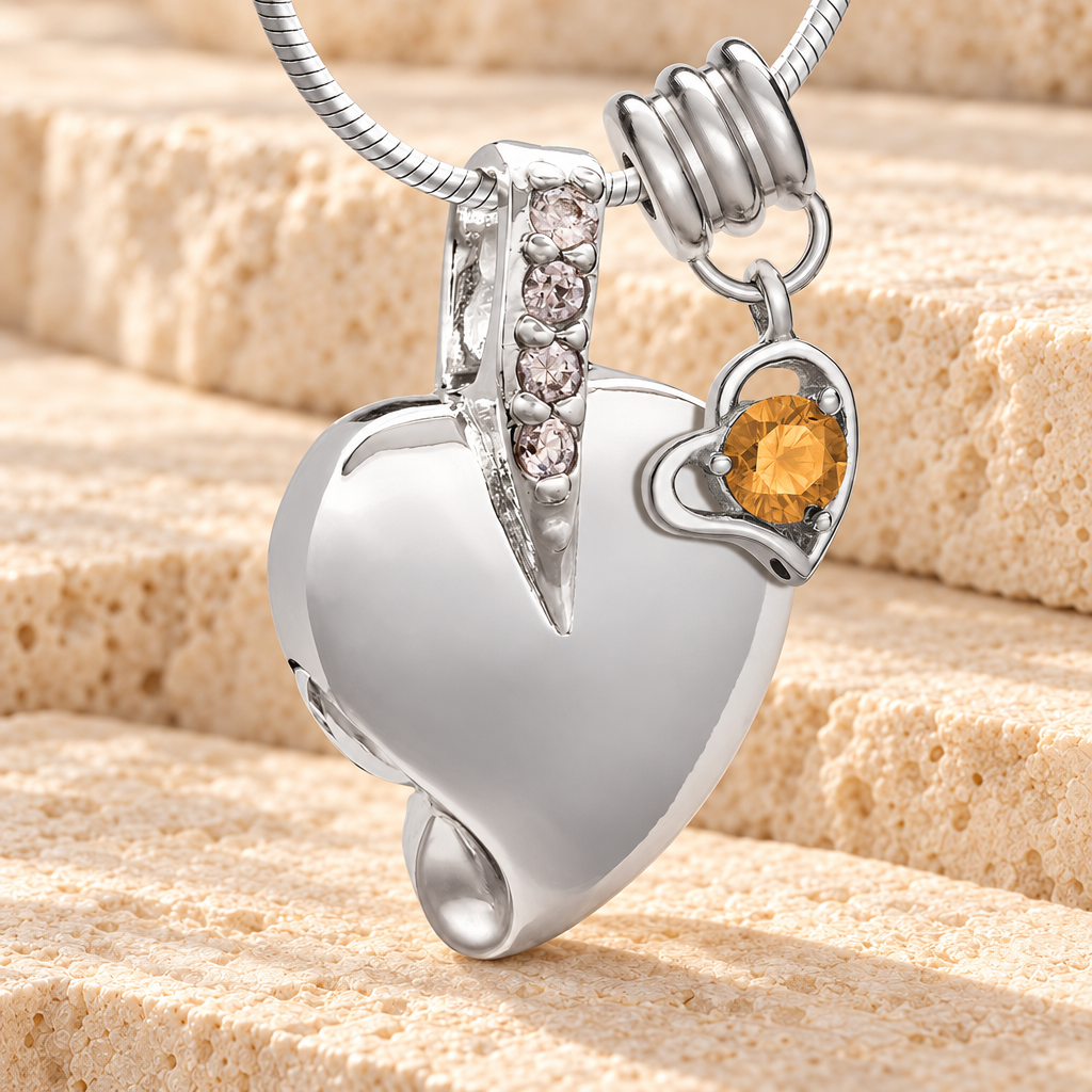 Silver November Heavenly Heart Cremation Jewelry — main product image