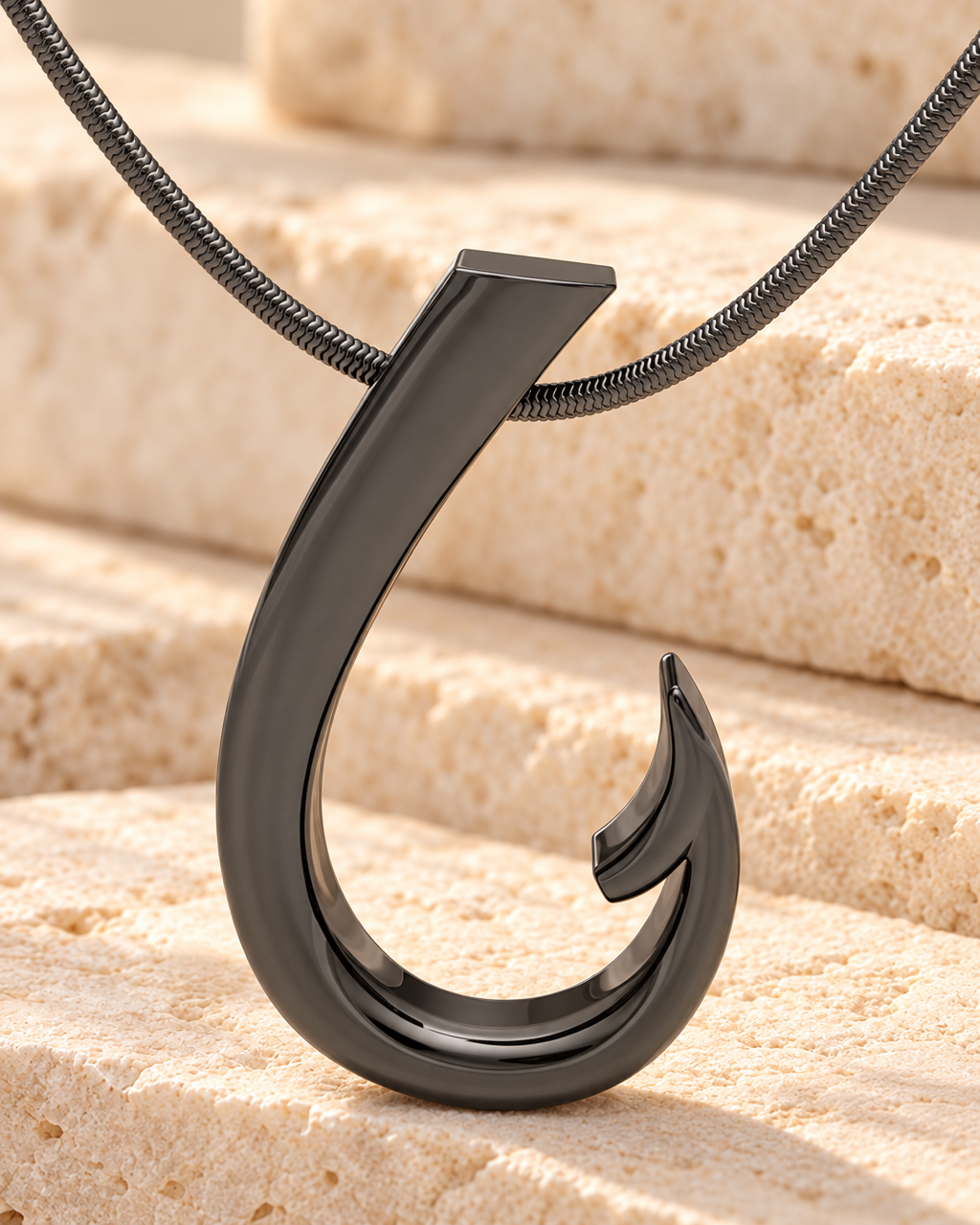 Black Plated Fishing Hook Forever Sealed Memorial Jewelry — main — evr20043bfs