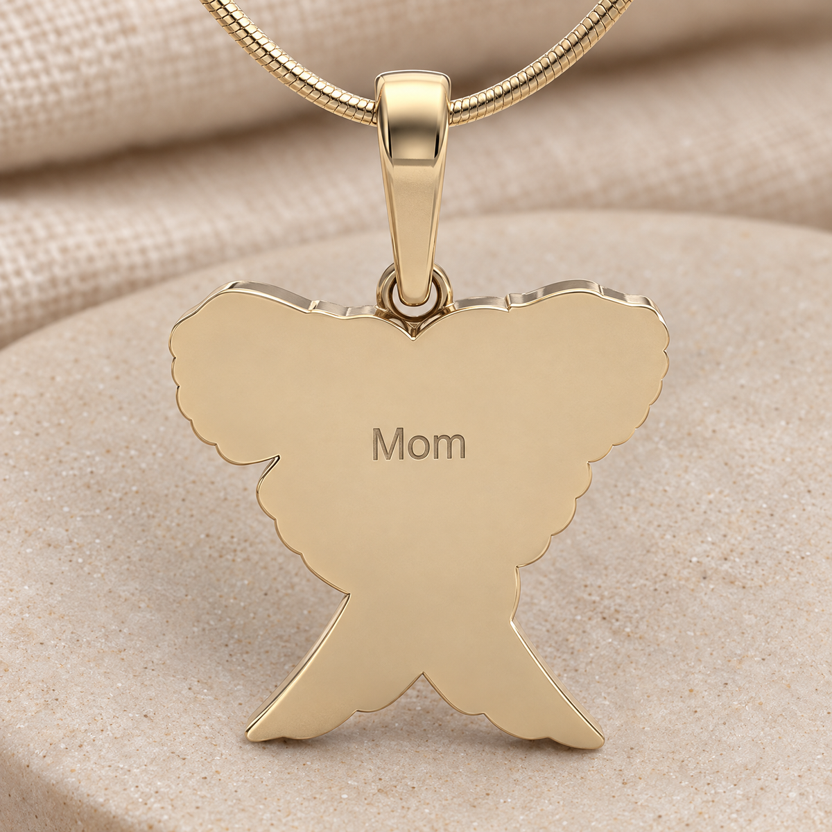Solid 14K Gold In Peace Forever Sealed Urn Pendant — rear engraving — evr6765kgfs