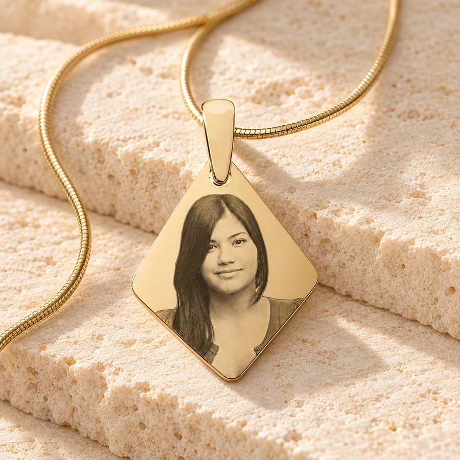 Gold Plated over Stainless Steel Fly Me A Kite Photo Pendant