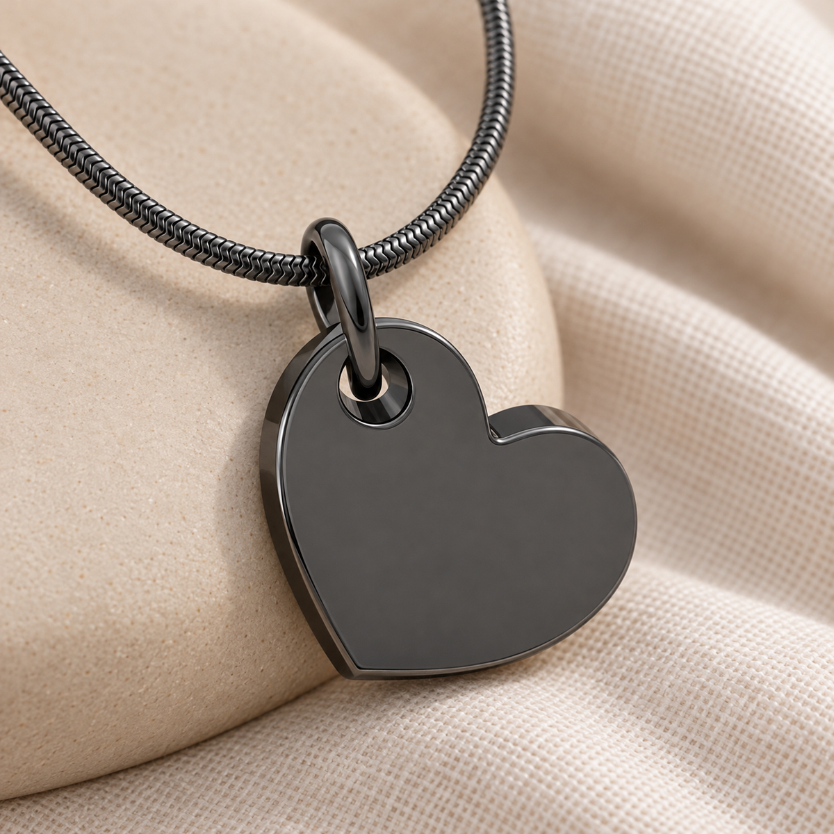 Black Plated Tilted Heart Forever Sealed Memorial Jewelry — alternate view — evr20034blfs