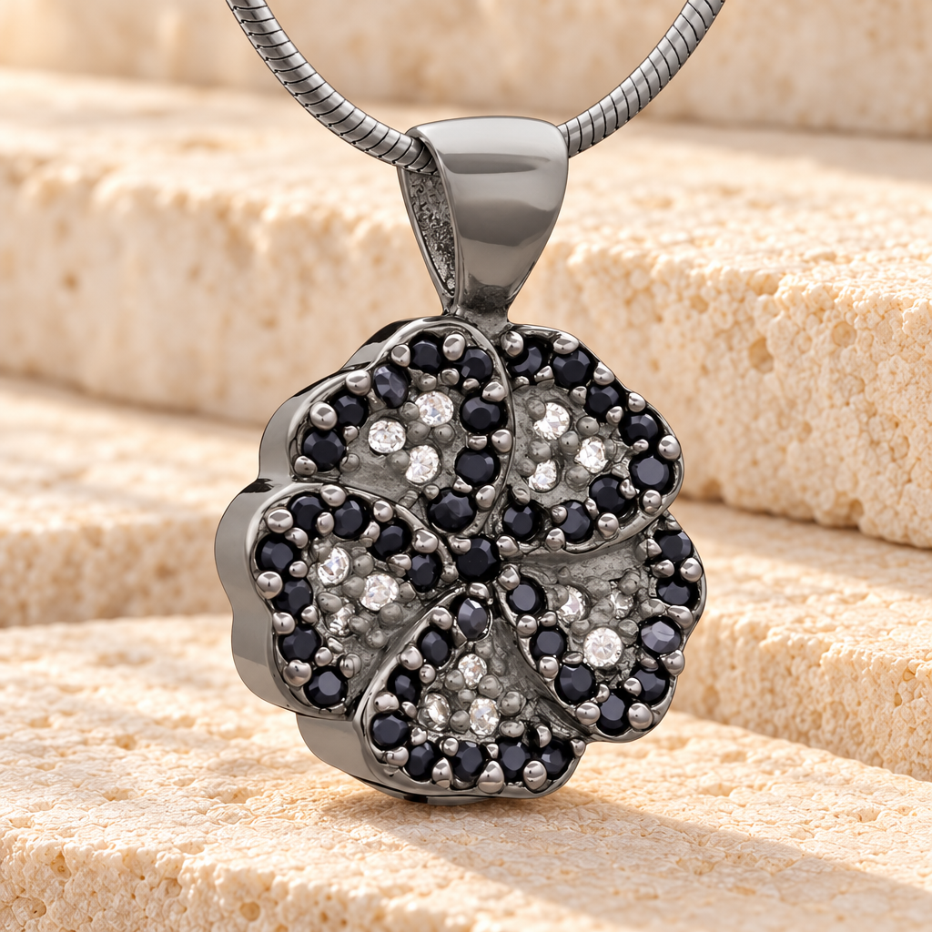 Black Pansy Cremation Jewelry — main — evr6492b