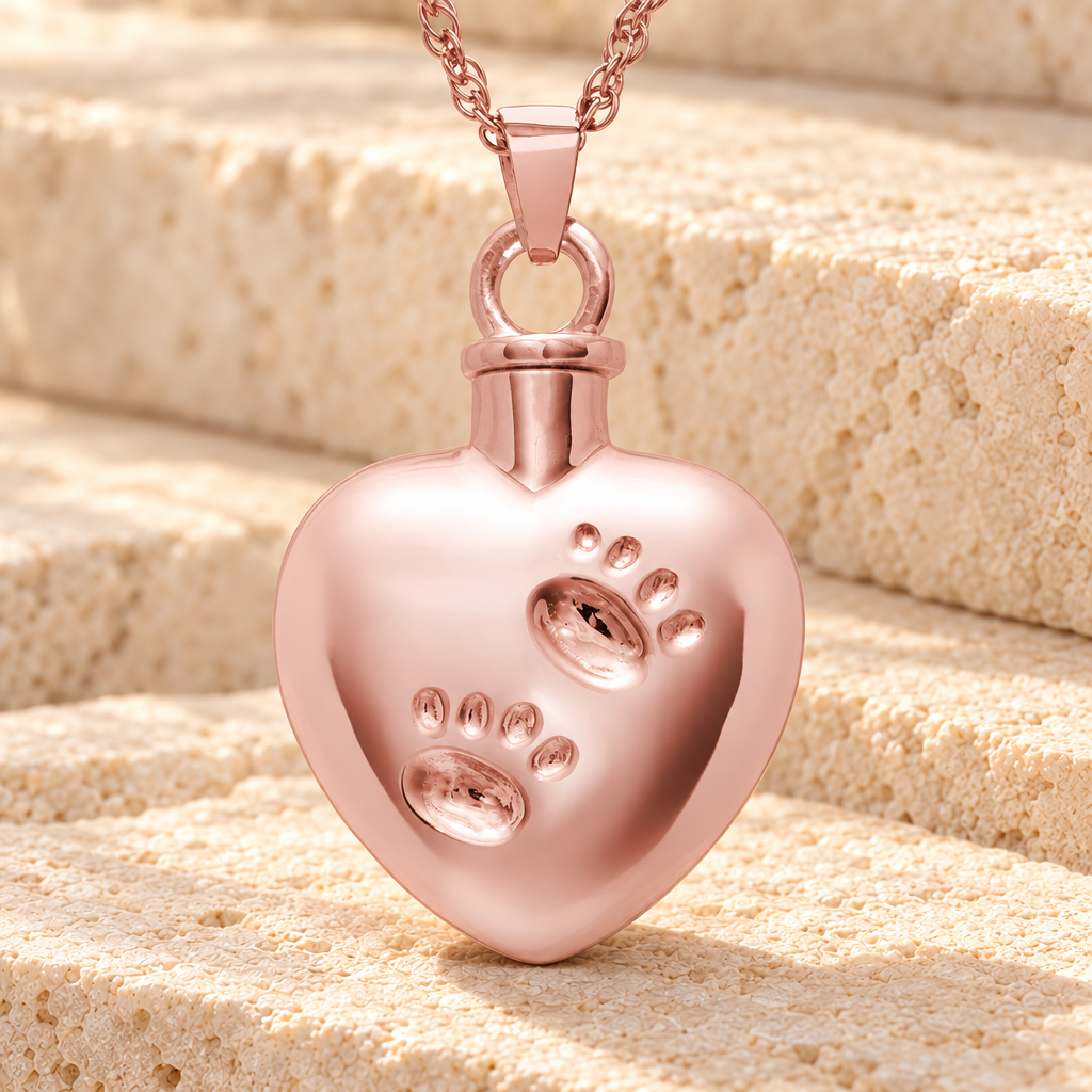 14K Rose Gold Remember Me Heart Cremation Jewelry — main product image