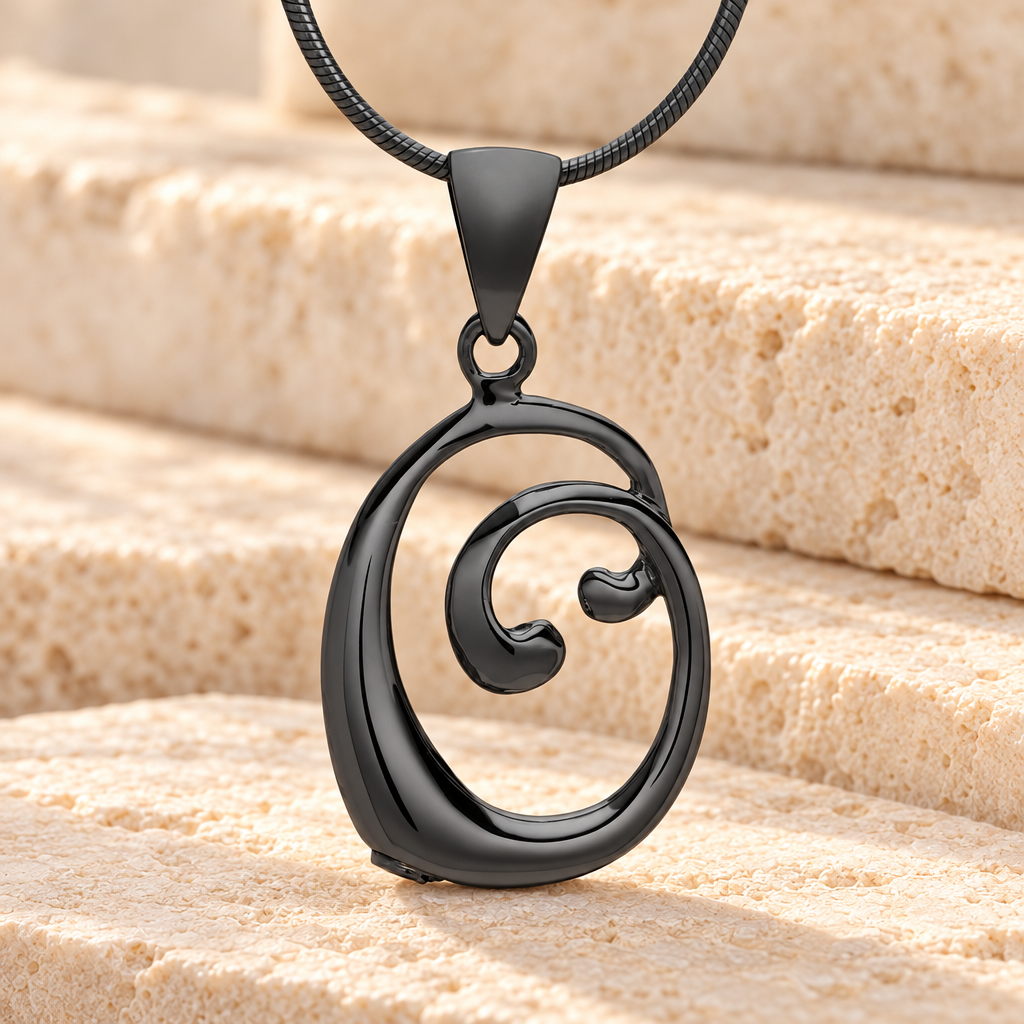 Black "O" Initial Cremation Jewelry — main — evr6435b