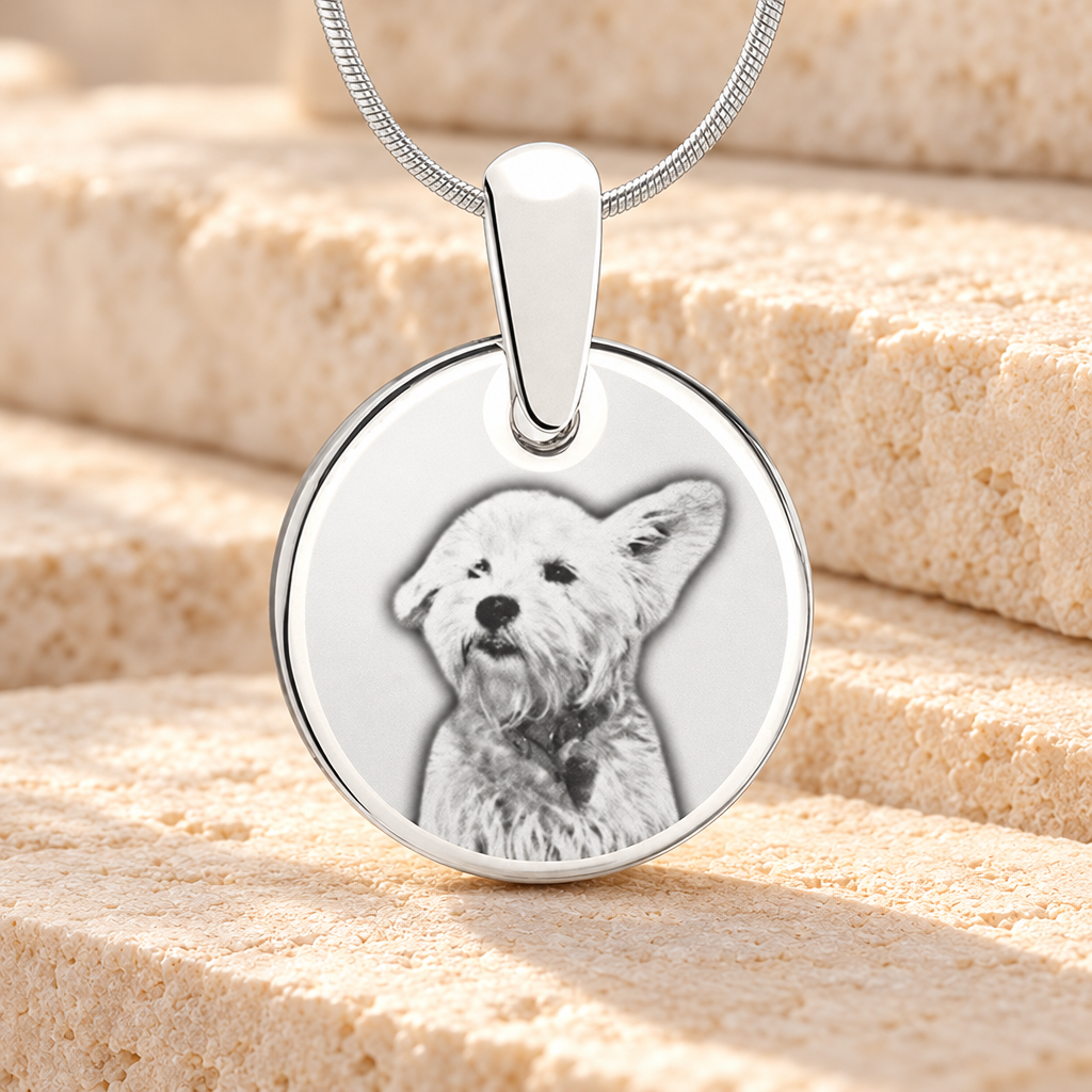 Round Picture Engraved Stainless Pet Keepsake — main — evr6406s