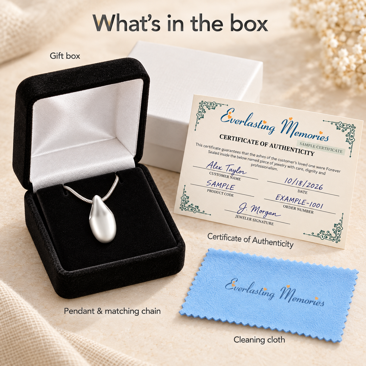 Simple Tear Forever Sealed Cremation Jewelry — whats in box — evr6460fs