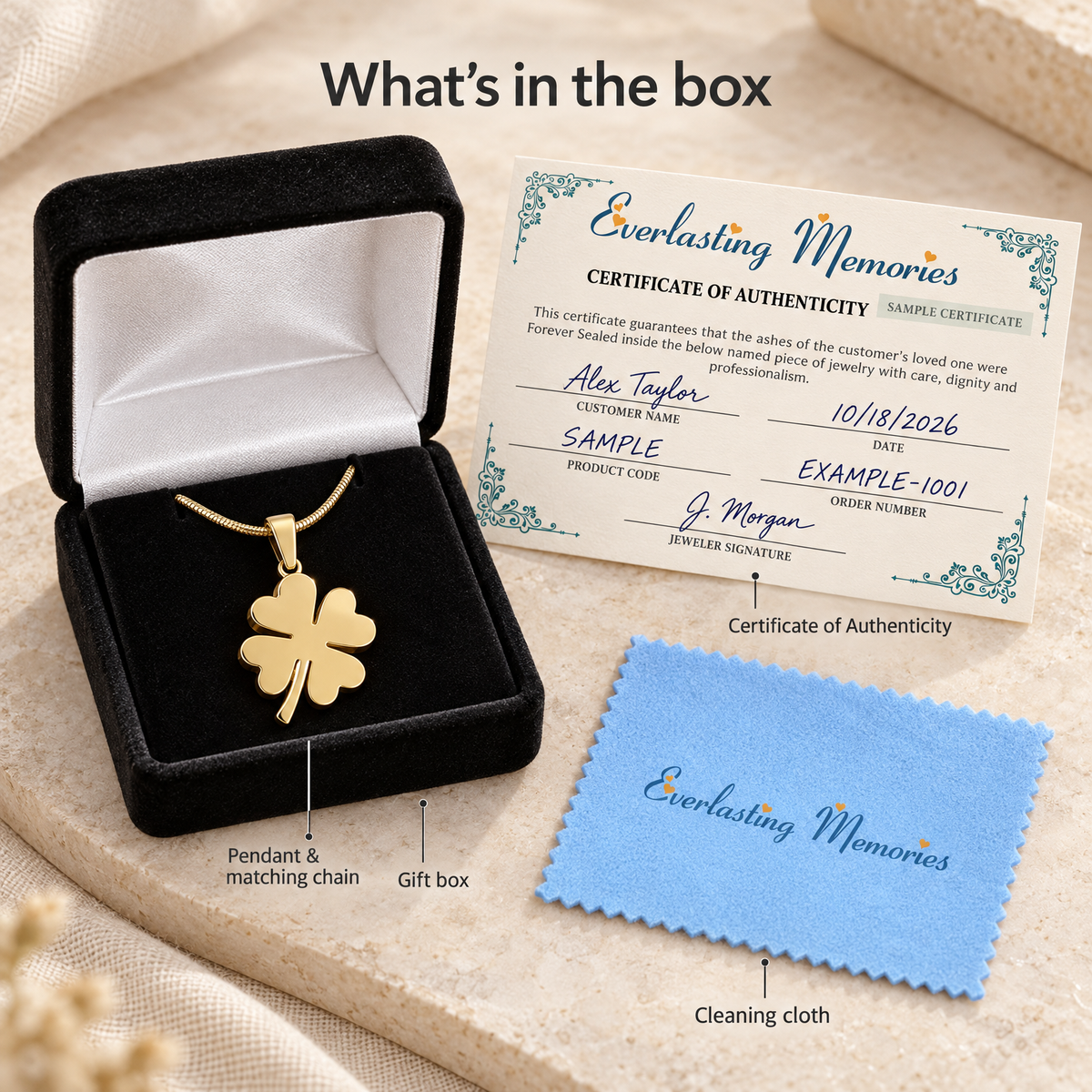 Gold Plated Irelyn Forever Sealed Memorial Jewelry — whats in box — evr20011gfs