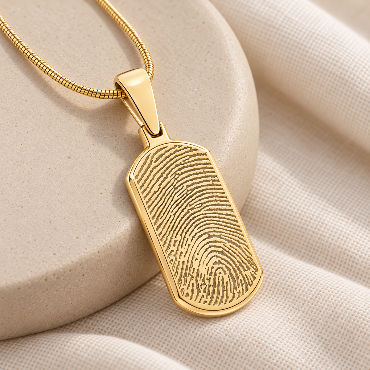 Solid 14k Gold Dog Tag Fingerprint Necklace — alternate view — evr4708kg