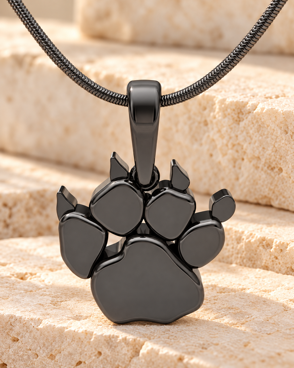 Black Plated Pawprint Forever Sealed Memorial Jewelry — main — evr20053blfs