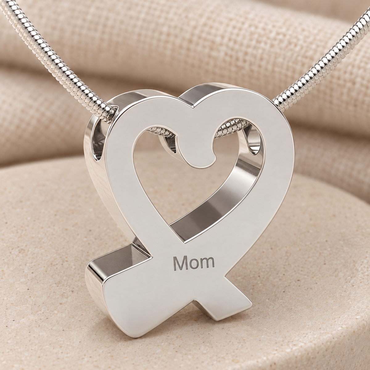 Folded Heart Forever Sealed Memorial Jewelry — rear engraving — evr6181fs