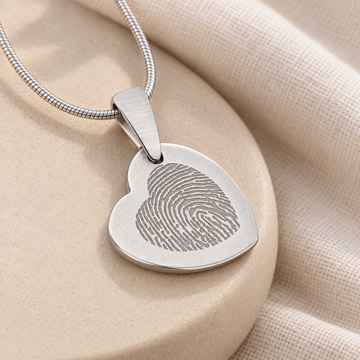 Stainless Steel Warm Heart Fingerprint Necklace — alternate view — evr4792ss