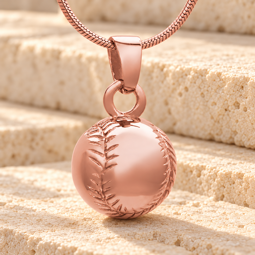 14K Rose Gold Gold Baseball Memorial Jewelry — main product image