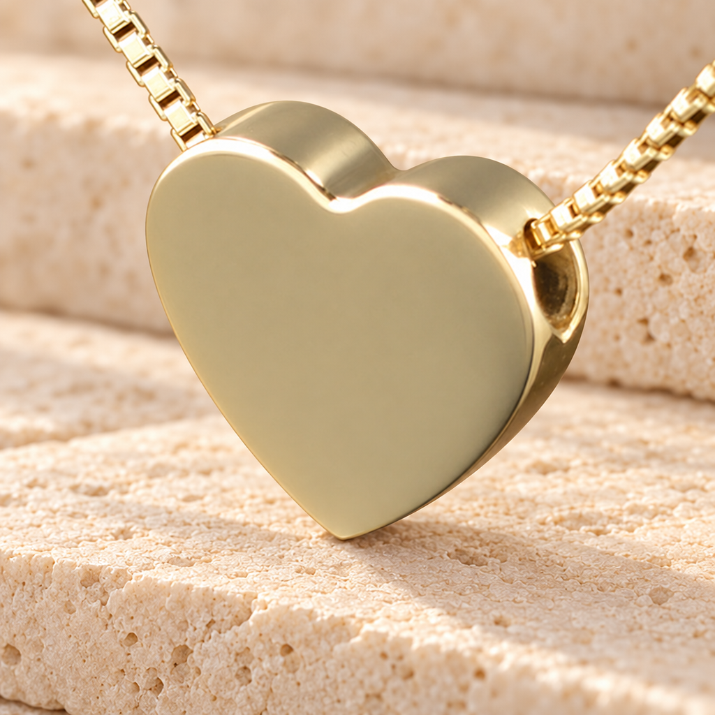 Gold Vermeil Sliding Heart Funeral Jewelry — main — evr105gv