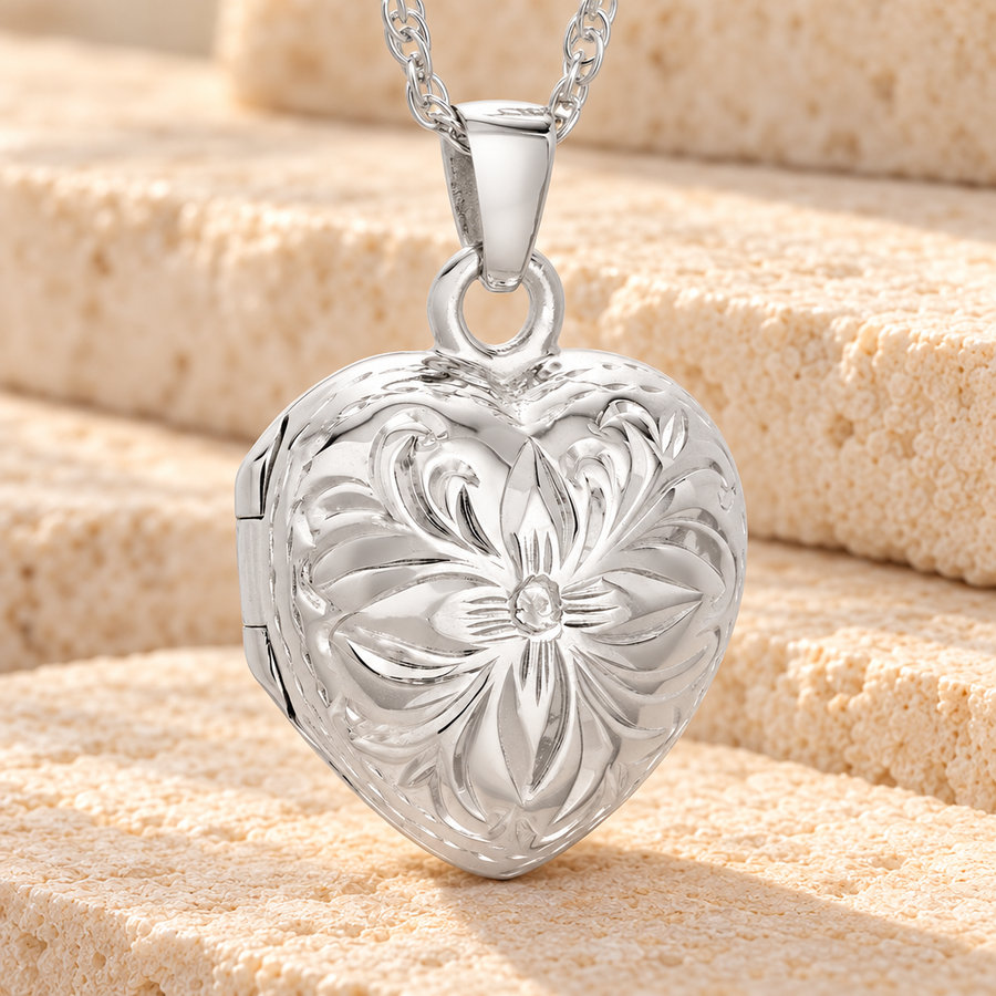 Sterling Silver Daisy Heart Jewelry Urn