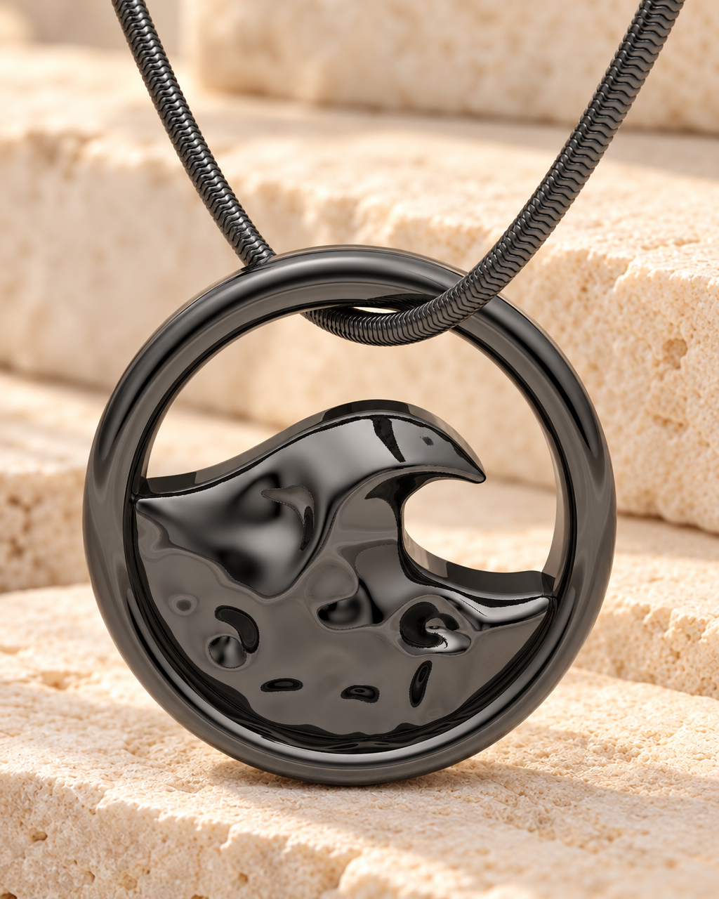Black Plated Surf's Up Forever Sealed Memorial Jewelry — main — evr20007blfs