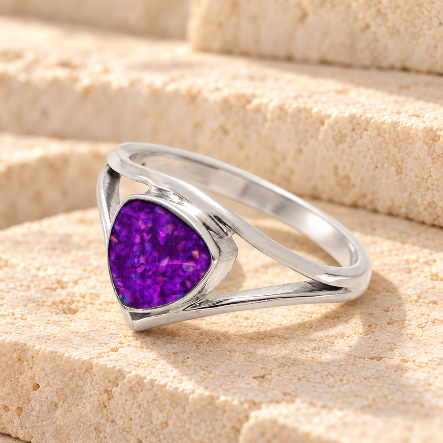 Women's Sterling Silver Willowbrook Ash Ring with Lilac Pearl Opal