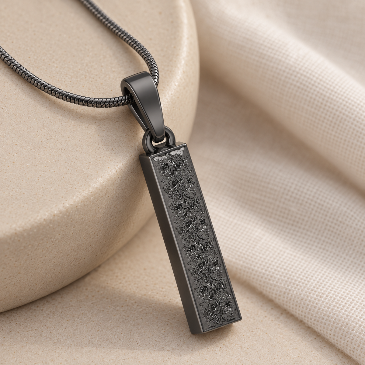 Black Plated Textured Cylinder Forever Sealed Memorial Jewelry — alternate view — evr20052bfs