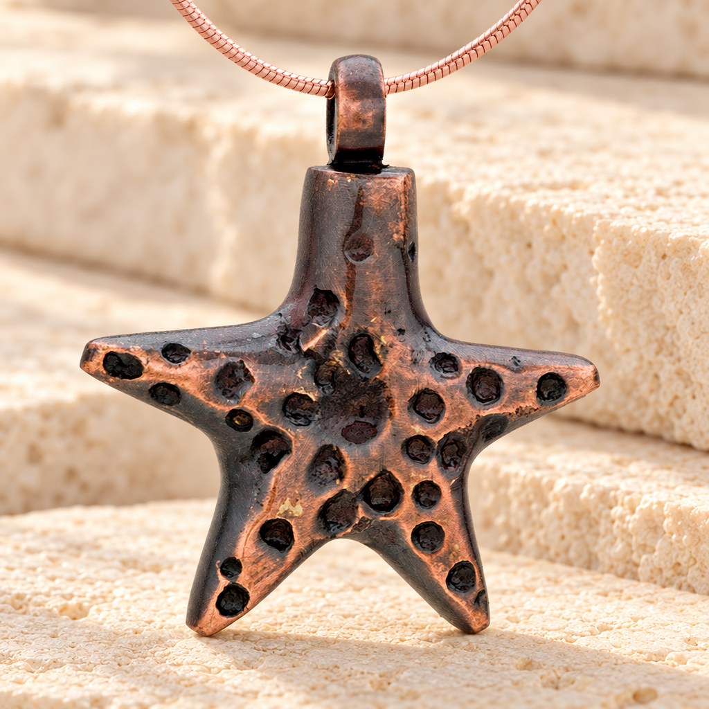 Copper Striking Starfish Memorial Pendant — main — evr6318