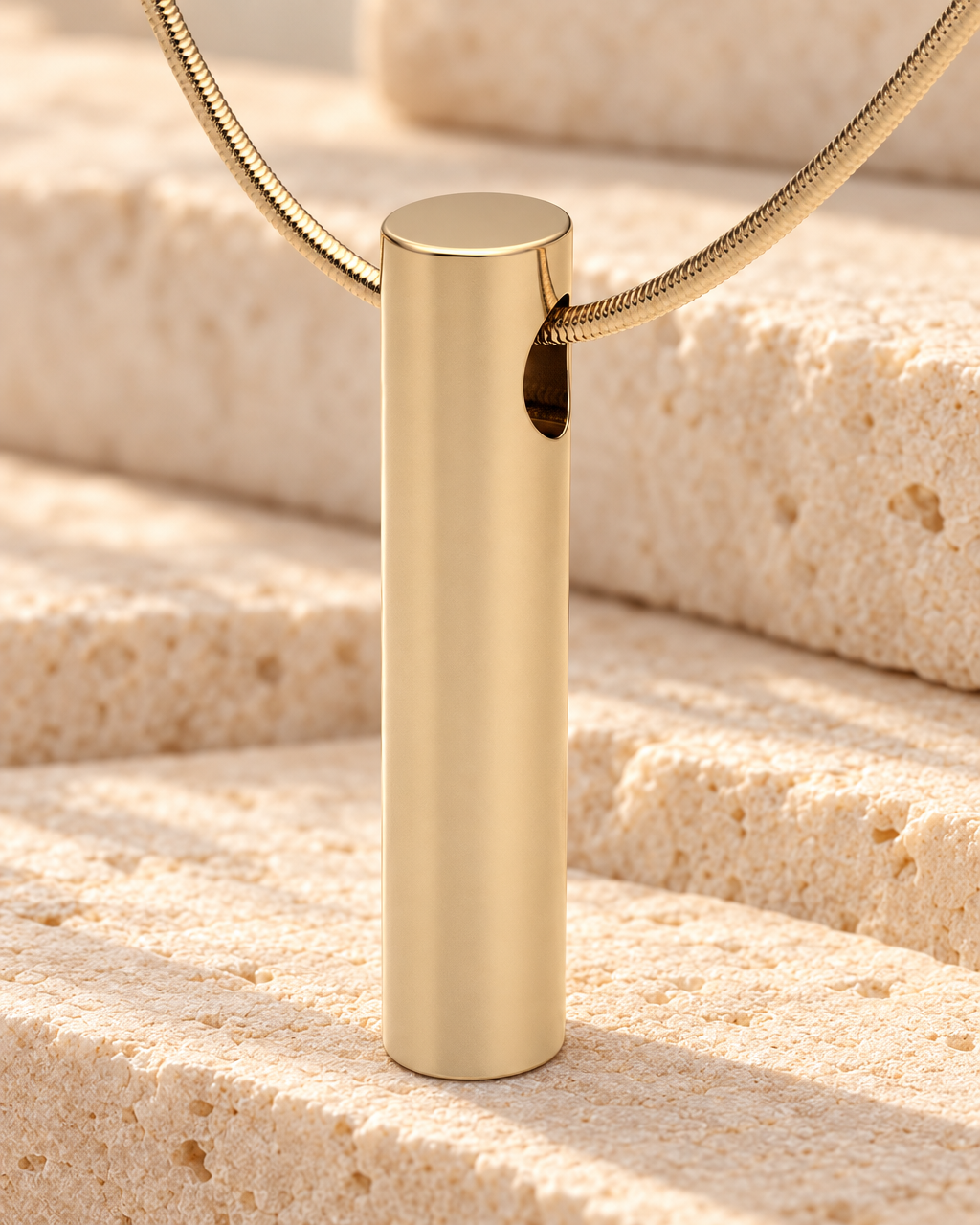 Gold Plated Simple Cylinder Forever Sealed Memorial Jewelry — main — evr20078gfs