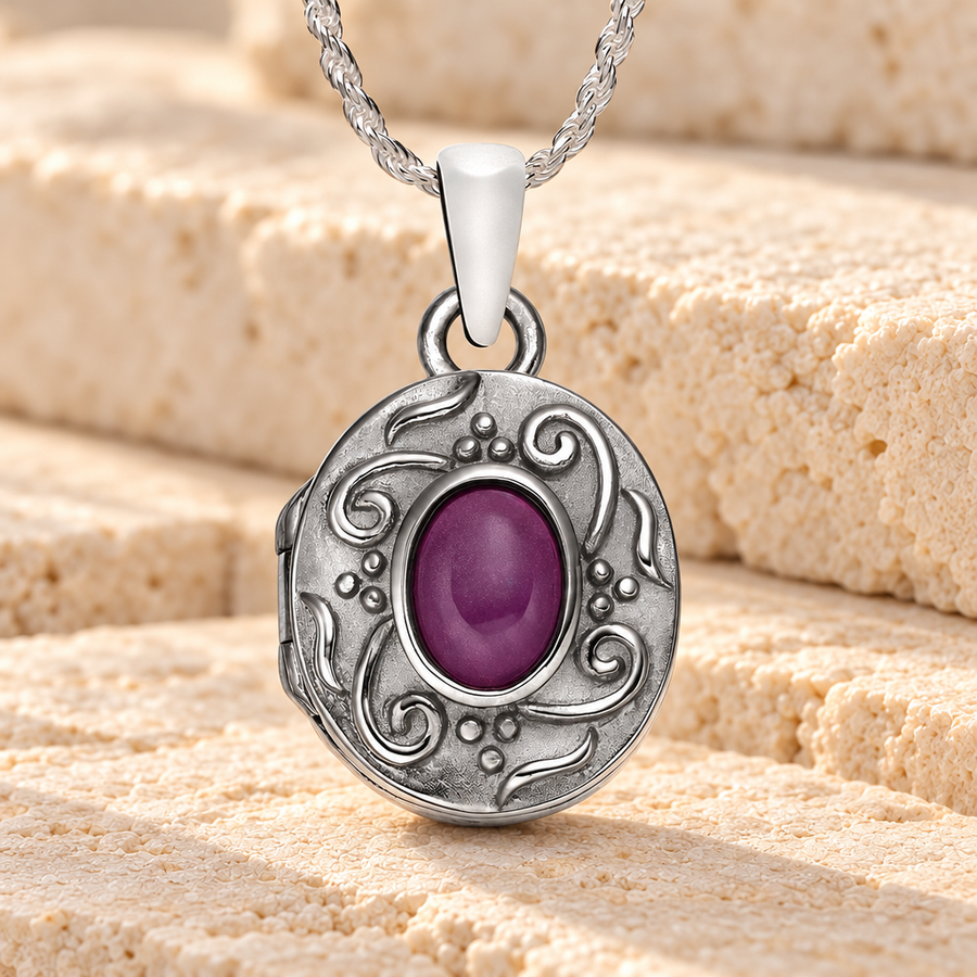 Sterling Silver Fallon Round Picture Locket Cremation Urn Pendant