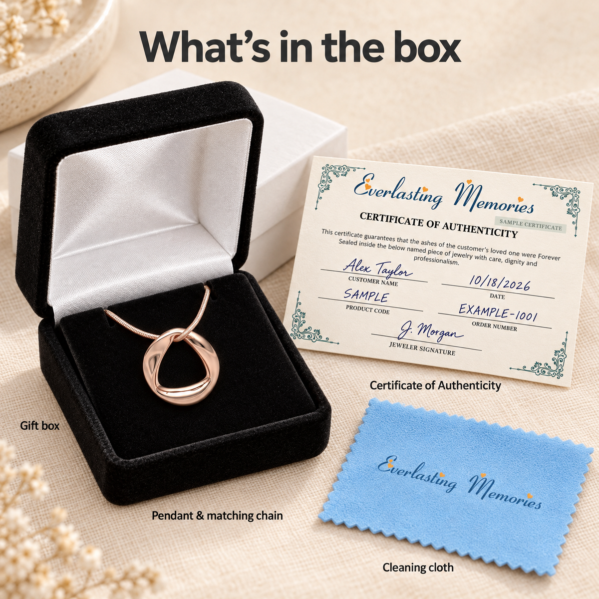 Rose Gold Plated Helix Round Forever Sealed Memorial Jewelry — whats in box — evr20020rgfs