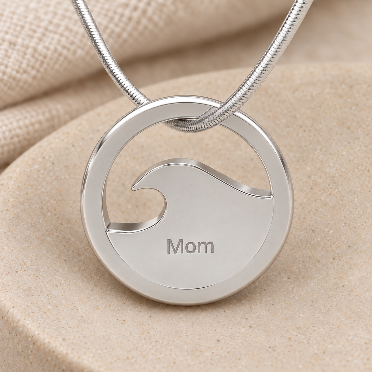 14K White Gold Surf's Up Forever Sealed Memorial Jewelry — rear engraving — evr20007wgfs